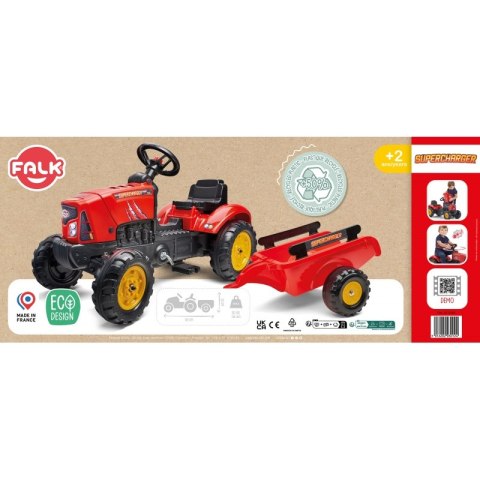 FALK FALK Traktorek Red Supercharger Czerwony Otwierana Maska Od 2 Lat