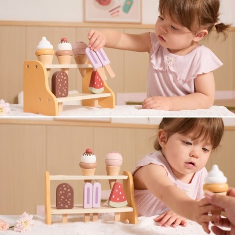 Viga Toys VIGA Drewniana Lodziarnia Sklepik Zestaw z Lodami 6 szt Lodów