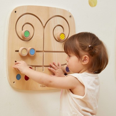 Viga Toys VIGA Drewniana Tablica Manipulacyjna Sensoryczna Labirynt Dotknij i Dopasuj