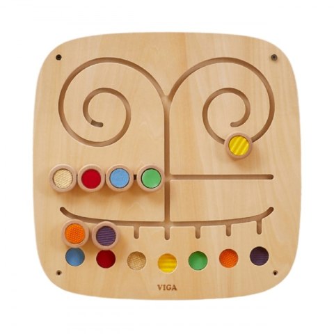 Viga Toys VIGA Drewniana Tablica Manipulacyjna Sensoryczna Labirynt Dotknij i Dopasuj