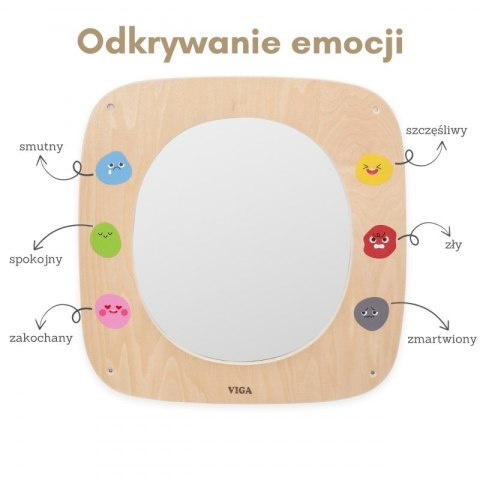 Viga Toys VIGA Drewniana Tablica z Lustrem i Emotkami