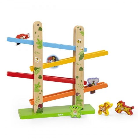 Viga Toys VIGA Drewniana Zjeżdżalnia dla Zwierzątek Dżungla 7 el.