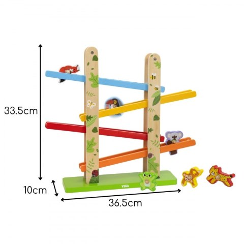 Viga Toys VIGA Drewniana Zjeżdżalnia dla Zwierzątek Dżungla 7 el.