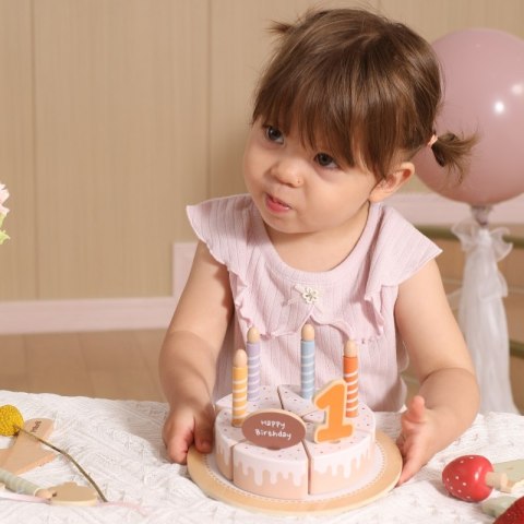 Viga Toys VIGA Drewniany Tort Urodzinowy do Krojenia