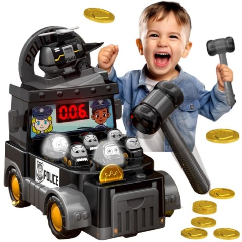 Woopie WOOPIE Gra Zręcznościowa Uderz Młotkiem Wbijak Wóz Policyjny z Akcesoriami