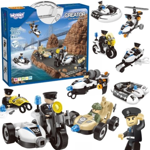 Woopie WOOPIE Klocki Konstrukcyjne Zbuduj Pojazdy Policyjne 8 Modeli STEAM - Zostań bohaterem miasta!
