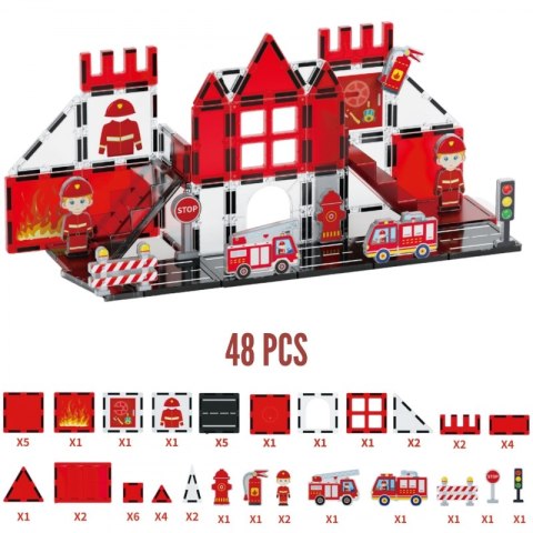 Woopie WOOPIE Klocki Magnetyczne 3D Zestaw Straż Pożarna 48el.