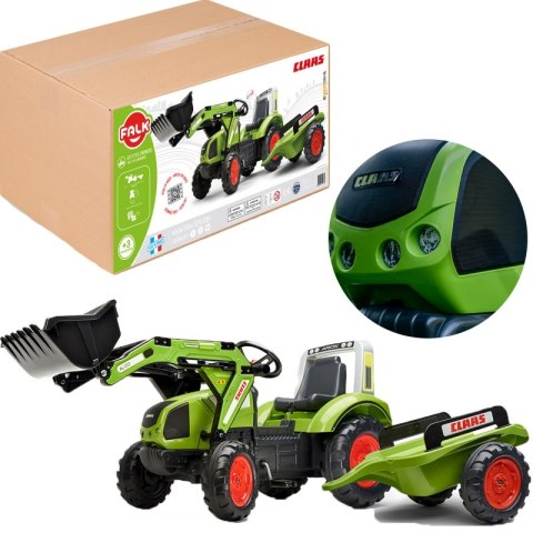 FALK Traktor na Pedały z Łyżką i Przyczepką Zielony CLAAS od 3 Lat FALK Traktor na Pedały z Łyżką i Przyczepką Zielony CLAAS od 3 Lat