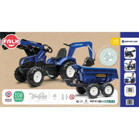 FALK Traktorek New Holland na Pedały Niebieski z Przyczepką od 3 Lat FALK Traktorek New Holland na Pedały Niebieski z Przyczepką od 3 Lat