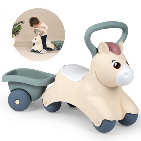 SMOBY Little Pierwszy Jeżdzik Pony Ride-On Kucyk z Przyczepką SMOBY Little Pierwszy Jeżdzik Pony Ride-On Kucyk z Przyczepką