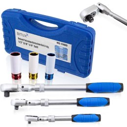 Bituxx Grzechotki Teleskopowe 3 el. z Nakrętkami 17, 19, 21 mm CrV w Etui