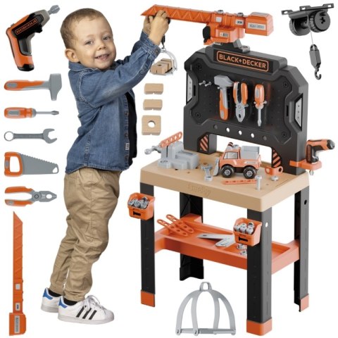 Smoby SMOBY Warsztat z Dźwigiem Black+Decker Bricolo Builder
