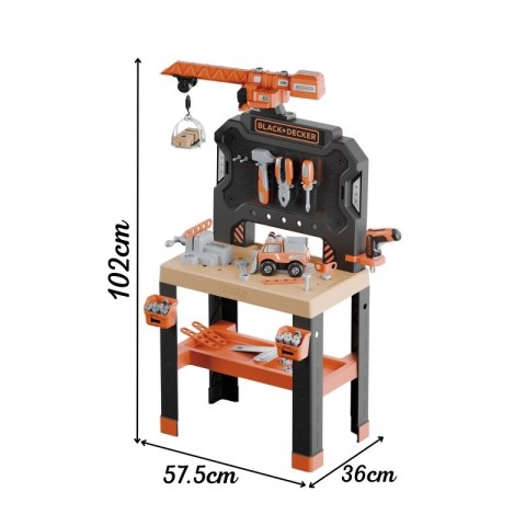 Smoby SMOBY Warsztat z Dźwigiem Black+Decker Bricolo Builder