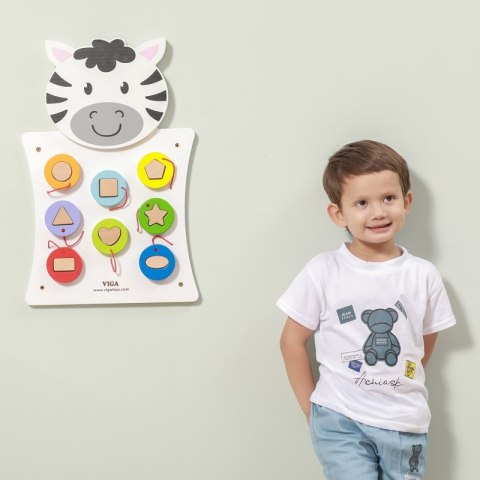 Viga Toys VIGA Drewniana Tablica Manipulacyjna Zebra Certyfikat FSC Montessori