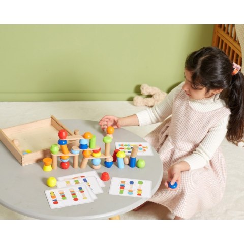 Viga Toys VIGA Drewniane Klocki Geometryczne Układanka 52 el.