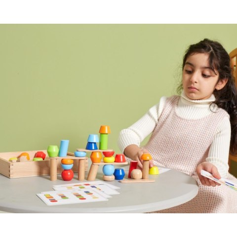 Viga Toys VIGA Drewniane Klocki Geometryczne Układanka 52 el.