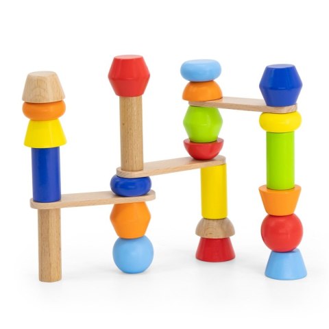 Viga Toys VIGA Drewniane Klocki Geometryczne Układanka 52 el.