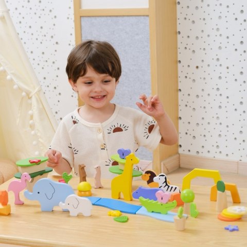 Viga Toys VIGA Drewniane Klocki Kolorowe Opowieści Tropikalne Pudełko 55el.