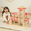 Viga Toys VIGA Drewniany Parking dla Samochodzików z Windą 4 Autka Helikopter