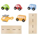 Viga Toys VIGA Drewniany Parking dla Samochodzików z Windą 4 Autka Helikopter