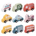 Viga Toys VIGA Drewniany Zestaw Kolorowych Pojazdów Miejskich 9szt.