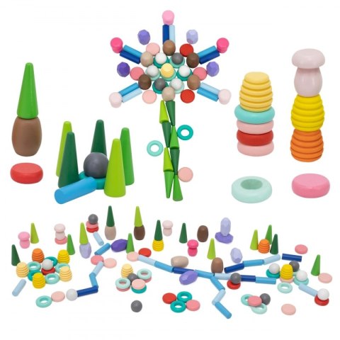 Viga Toys VIGA Klocki Drewniane Edukacyjne Układanka Montesori 58el