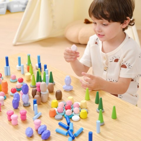 Viga Toys VIGA Klocki Drewniane Edukacyjne Układanka Montesori 58el