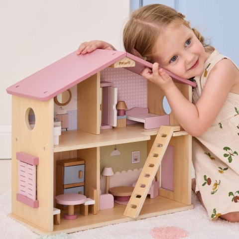 Viga Toys VIGA PolarB Duży Drewniany Domek dla Lalek 17 el.