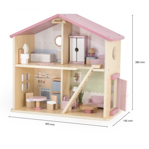 Viga Toys VIGA PolarB Duży Drewniany Domek dla Lalek 17 el.