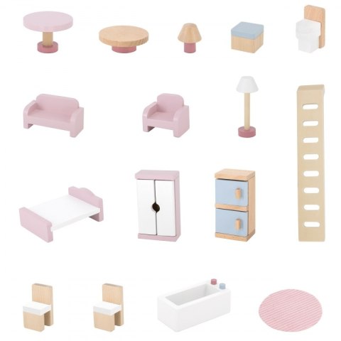 Viga Toys VIGA PolarB Duży Drewniany Domek dla Lalek 17 el.