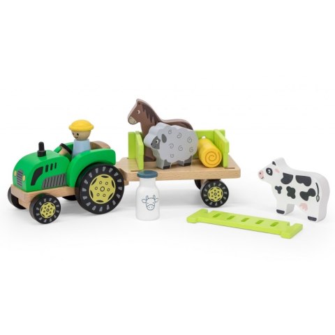 Viga Toys VIGA Traktor Drewniany Zwięrzatka Farma Zagroda