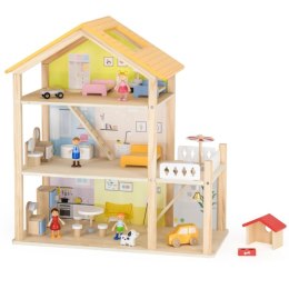Viga Toys VIGA Zestaw Drewniany Domek dla Lalek z Laleczkami i Akcesoriami