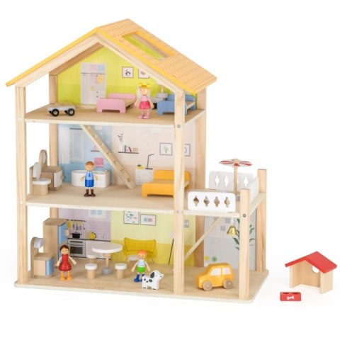 Viga Toys VIGA Zestaw Drewniany Domek dla Lalek z Laleczkami i Akcesoriami