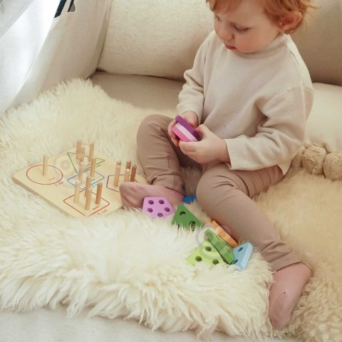 TOOKY TOY Drewniany Sorter Geometryczny Nauka Kształtów Liczenia TOOKY TOY Drewniany Sorter Geometryczny Nauka Kształtów Liczenia