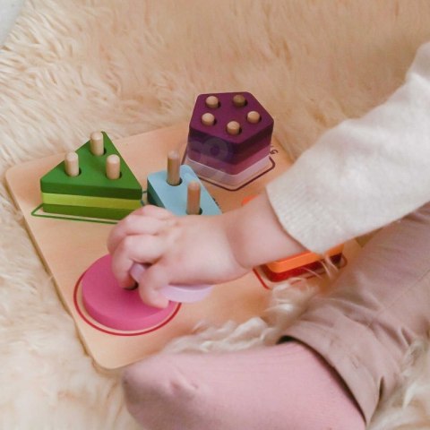 TOOKY TOY Drewniany Sorter Geometryczny Nauka Kształtów Liczenia TOOKY TOY Drewniany Sorter Geometryczny Nauka Kształtów Liczenia
