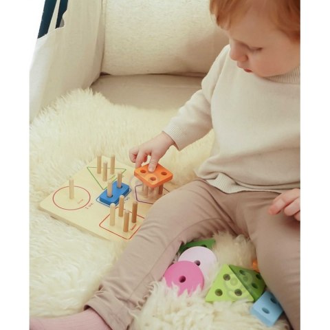TOOKY TOY Drewniany Sorter Geometryczny Nauka Kształtów Liczenia TOOKY TOY Drewniany Sorter Geometryczny Nauka Kształtów Liczenia