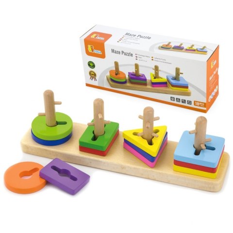 VIGA Drewniane klocki z sorterem kształtów Montessori VIGA Drewniane klocki z sorterem kształtów Montessori
