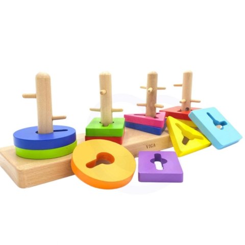 VIGA Drewniane klocki z sorterem kształtów Montessori VIGA Drewniane klocki z sorterem kształtów Montessori
