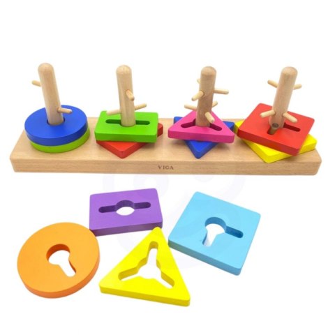 VIGA Drewniane klocki z sorterem kształtów Montessori VIGA Drewniane klocki z sorterem kształtów Montessori