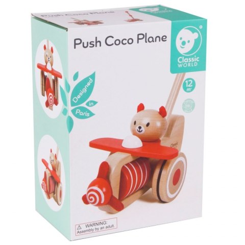 CLASSIC WORLD Drewniany Pchacz Samolot Miś Coco CLASSIC WORLD Drewniany Pchacz Samolot Miś Coco