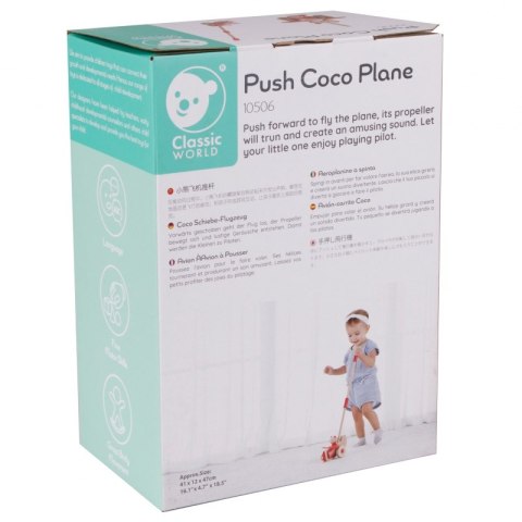 CLASSIC WORLD Drewniany Pchacz Samolot Miś Coco CLASSIC WORLD Drewniany Pchacz Samolot Miś Coco